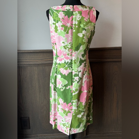 Talbots Green and Pink Floral Midi Shift Dress 8 - Picture 4 of 9
